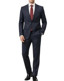 Centrion Mens Blue Microcheck Classic Fit Peak Lapel 2 Button Wool Suit