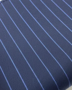 Centrion Mens Blue Pinstripe Slim Fit Peak Lapels Double Breasted Wool Suit