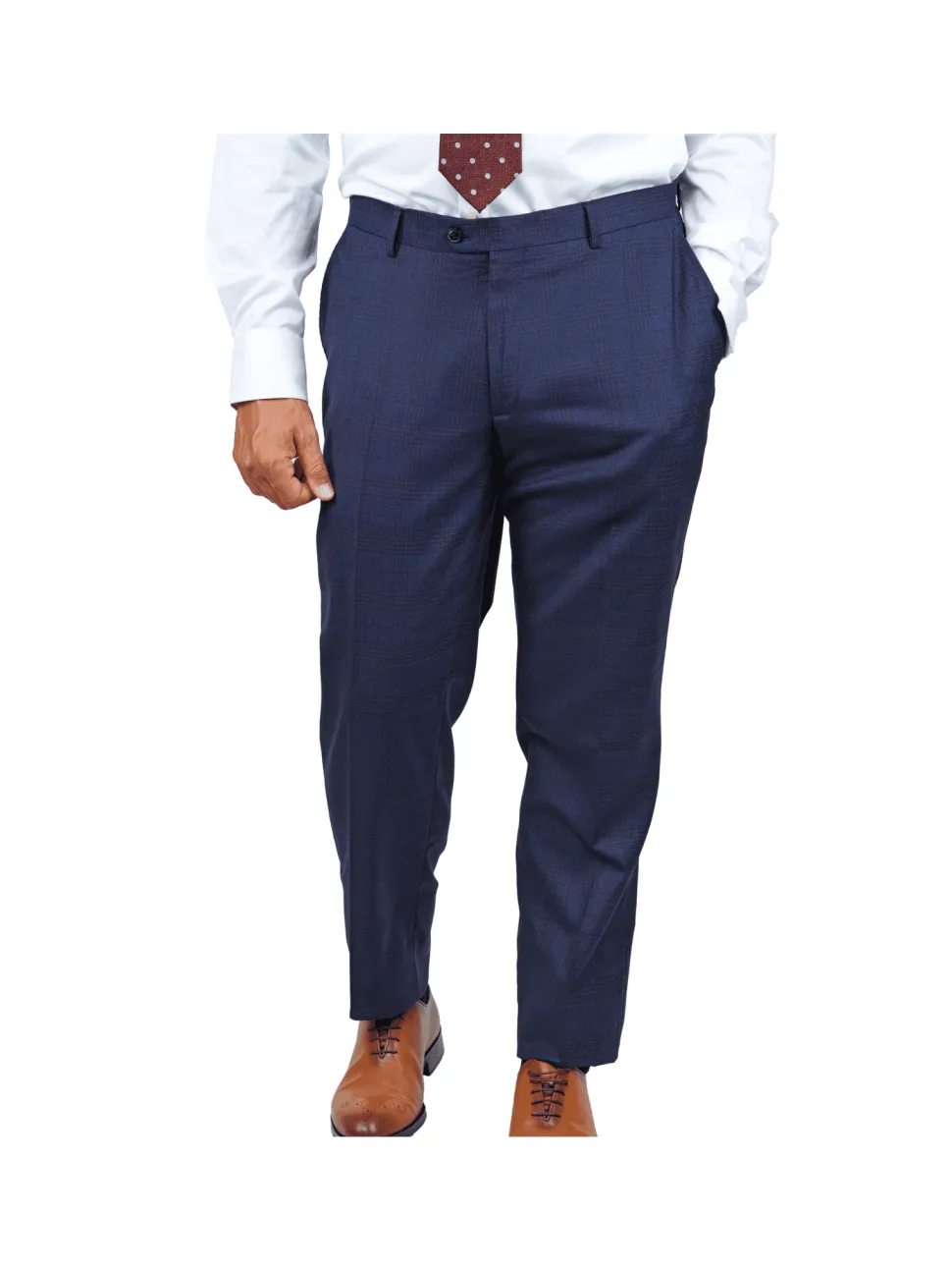 Centrion Mens Blue Plaid Regular Fit 100% Wool 2 Button Suit
