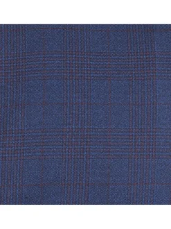 Centrion Mens Blue Plaid Slim Fit 100% Wool 2 Button Suit