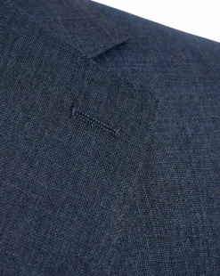 Centrion Mens Blue Textured Classic Fit Notch Lapels 2 Button Wool Suit