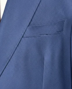 Centrion Mens Blue Textured Classic Fit Notch Lapels 2 Button Wool Suit