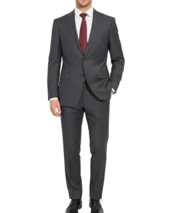 Centrion Mens Charcoal Pinstripe Classic Fit Notch Lapels 2 Button Wool Suit