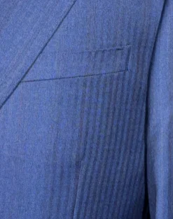 Centrion Mens Cobalt Blue Tonal Stripe Notch Lapels Classic Fit 2 Button Wool Suit
