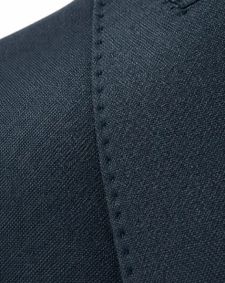 Centrion Mens Dark Blue Textured Classic Fit Peak Lapels 2 Button Stretch Wool Blend Suit