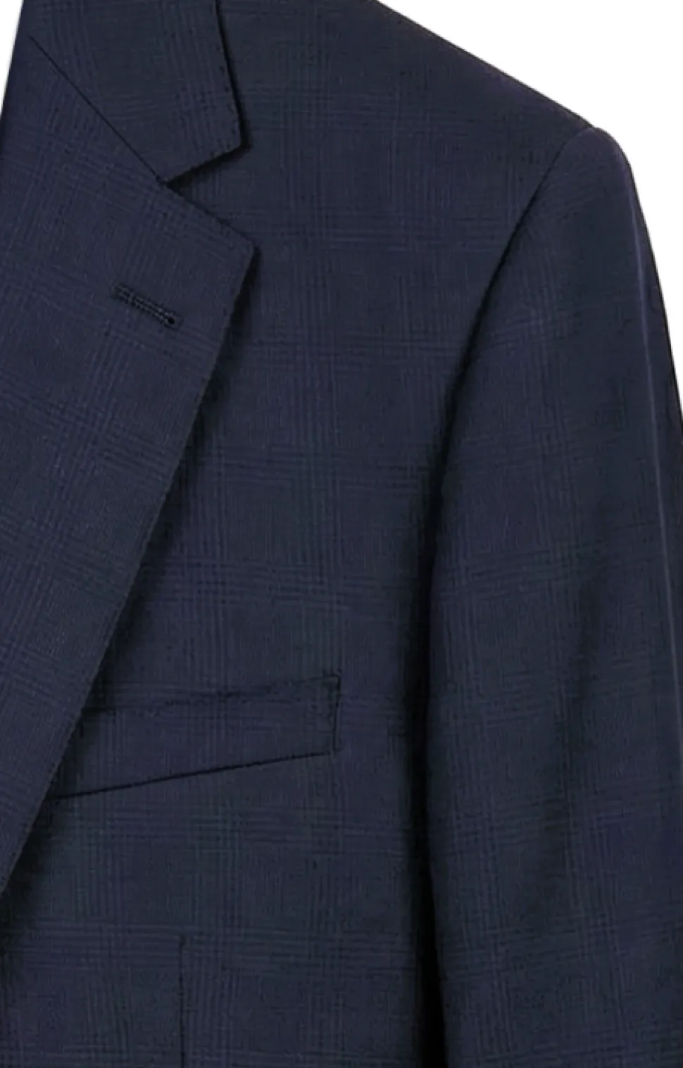 Centrion Mens Navy Blue Subtle Tonal Plaid Notch Lapels Slim Fit 2 Button Wool Suit