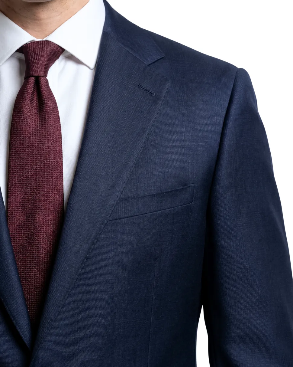 Centrion Men's Navy Blue Tonal Plaid Classic Fit 2-Button Wool Suit