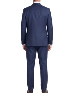 Centrion Men's Navy Blue Tonal Plaid Classic Fit 2-Button Wool Suit