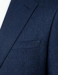 Centrion Mens Navy Fine Birdseye Weave Notch Lapels Classic Fit 2 Button Wool Suit