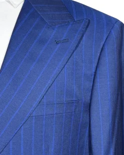 Centrion Mens Royal Blue Pinstripe Classic Fit 2 Button Wool Suit