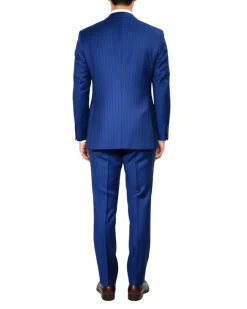 Centrion Mens Royal Blue Pinstripe Classic Fit 2 Button Wool Suit