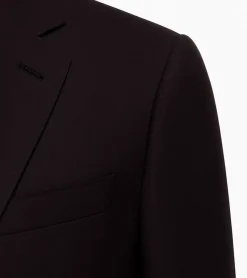 Centrion Mens Solid Black Fine Twill Weave Notch Lapels Classic Fit 2 Button Wool Suit