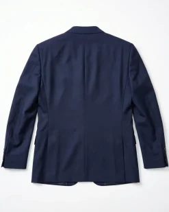 Centrion Mens Solid Navy Blue Slim Fit Notch Lapel Wool 2-Button Suit