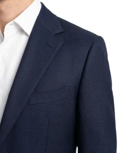 Centrion Mens Solid Navy Blue Notch Lapel Classic Fit Wool 2-Button Suit