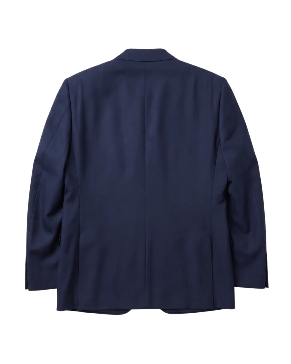 Centrion Mens Solid Navy Blue Notch Lapel Classic Fit Wool 2-Button Suit