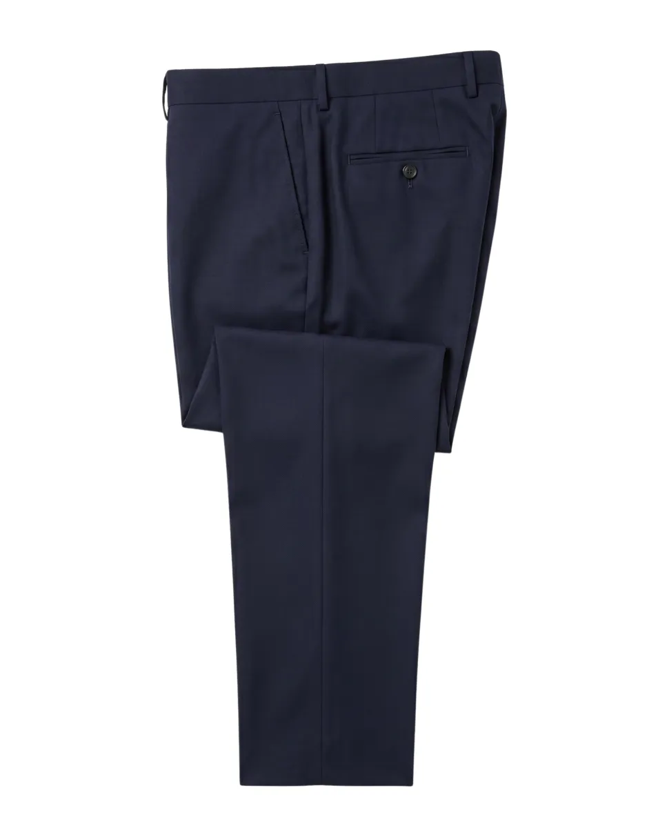 Centrion Mens Solid Navy Blue Notch Lapel Classic Fit Wool 2-Button Suit
