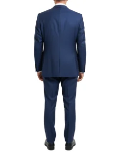 Centrion Mens Tonal Windowpane Navy Peak Lapels Classic Fit 2 Button Wool Suit