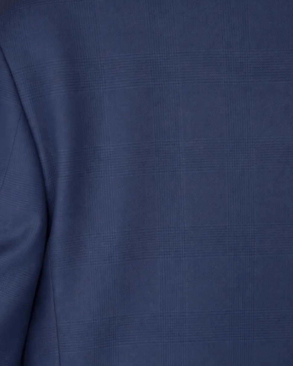 Centrion Mens Tonal Windowpane Navy Peak Lapels Classic Fit 2 Button Wool Suit