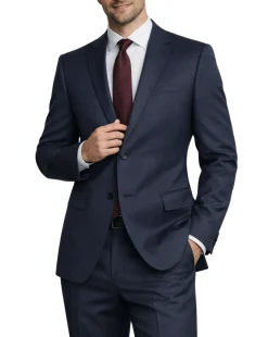 Centrion Micro-Check Blue Classic Fit Notch Lapel 2-Button Wool Suit