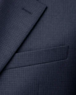 Centrion Micro-Check Blue Classic Fit Notch Lapel 2-Button Wool Suit