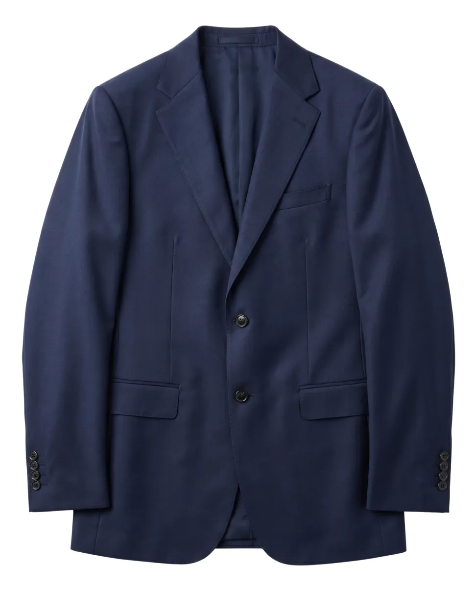 Centrion Navy Blue Classic Fit Notch Lapel Wool 2 button Suit