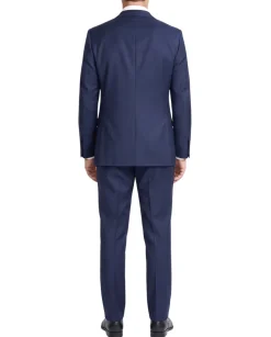 Centrion Navy Blue Classic Fit Notch Lapel Wool 2 button Suit
