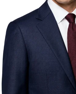 Centrion Navy Blue Slim Fit Notch Lapel Wool 2-Button Suit