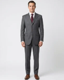 Cerruti 1881 Mens Gray Pinstripe Half-Canvassed Notch Lapel Classic Fit 3-Button Wool Suit - 40L
