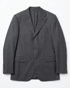 Cerruti 1881 Mens Gray Pinstripe Half-Canvassed Notch Lapel Classic Fit 3-Button Wool Suit - 38L