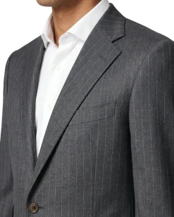 Cerruti 1881 Mens Gray Pinstripe Half-Canvassed Notch Lapel Classic Fit 3-Button Wool Suit - 38L