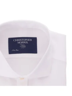 Christopher Morris Extra Slim Fit Cotton Non-Iron White French Cuff Dress Shirt