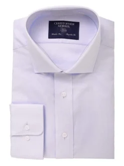 Christopher Morris Mens Blue 100% Cotton Classic Fit Wrinkle Free Dress Shirt