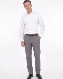 Christopher Morris Mens 100% Cotton Solid White Non-Iron Classic Fit Dress Shirt