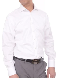 Christopher Morris Men's 100% Cotton Non-Iron White Slim Fit French Cuff Spread Collar Dress Shirt