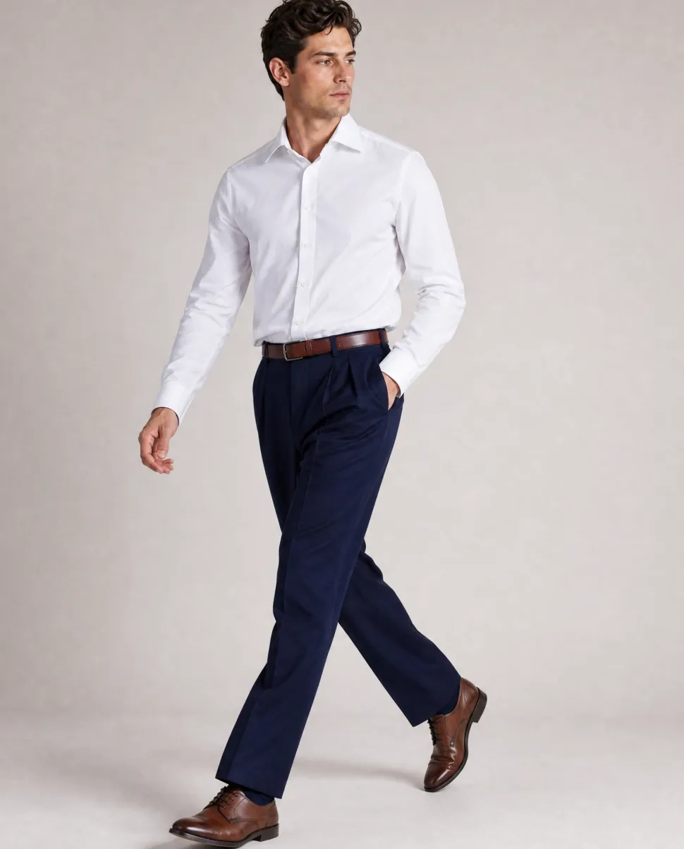 Christopher Morris Mens Solid White Slim Fit Spread Collar Non Iron Cotton Dress Shirt
