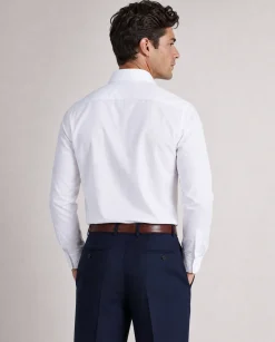 Christopher Morris Mens Solid White Slim Fit Spread Collar Non Iron Cotton Dress Shirt