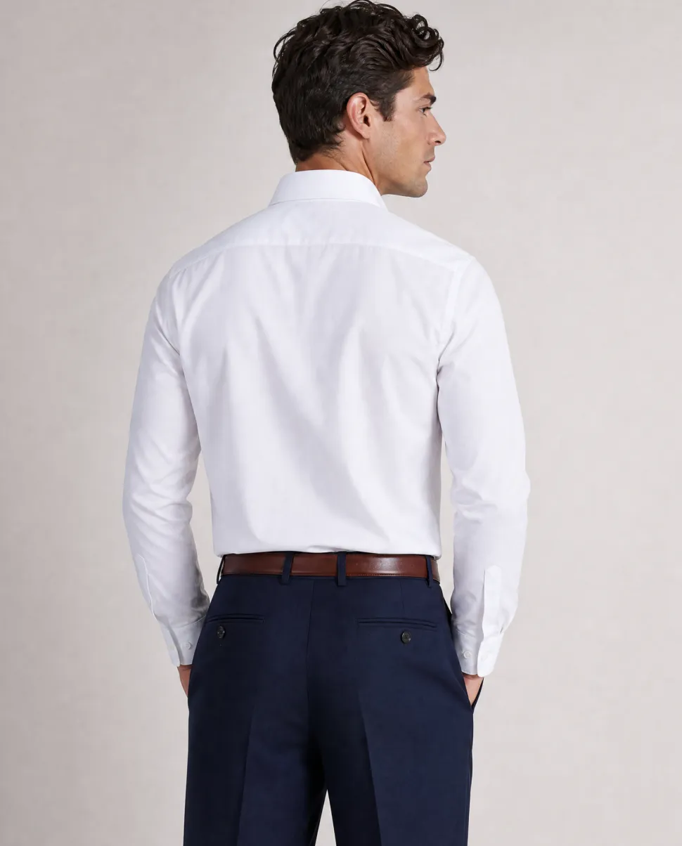 Christopher Morris Mens Solid White Slim Fit Spread Collar Non Iron Cotton Dress Shirt