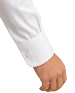 Christopher Morris Mens Solid White Extra Slim Fit Spread Collar Non Iron Cotton Dress Shirt