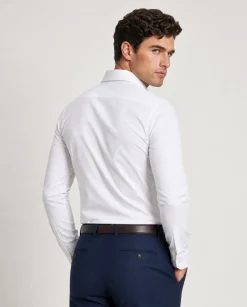 Christopher Morris Mens Solid White Extra Slim Fit Spread Collar Non Iron Cotton Dress Shirt
