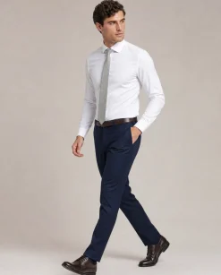 Christopher Morris Mens Solid White Extra Slim Fit Spread Collar Non Iron Cotton Dress Shirt
