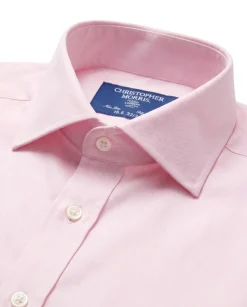 Christopher Morris Solid Pink Classic Fit Spread Collar Non-Iron Barrel Cuff Cotton Dress Shirt