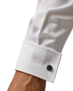 Christopher Morris Solid White Classic Fit Cotton Spread Collar Non-Iron French Cuff Dress Shirt