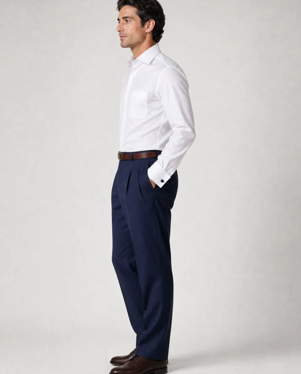 Christopher Morris Solid White Slim Fit Cotton Spread Collar Non-Iron French Cuff Dress Shirt