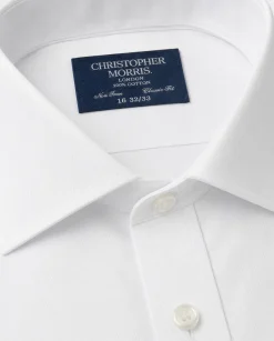 Christopher Morris Solid White Slim Fit Cotton Spread Collar Non-Iron French Cuff Dress Shirt