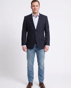 Classic Fit Blue With Brown Plaid Two Button Wool Blazer Sportcoat