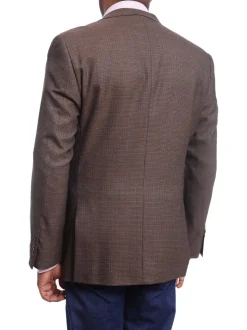 Classic Fit Brown Mini Check Two Button Wool Blazer Sportcoat