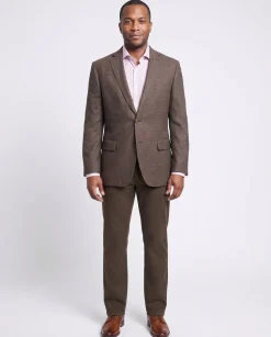 Classic Fit Brown Mini Check Two Button Wool Blazer Sportcoat