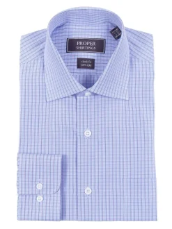 Classic Fit Lavender Purple Check 120's 2Ply Cotton Dress Shirt