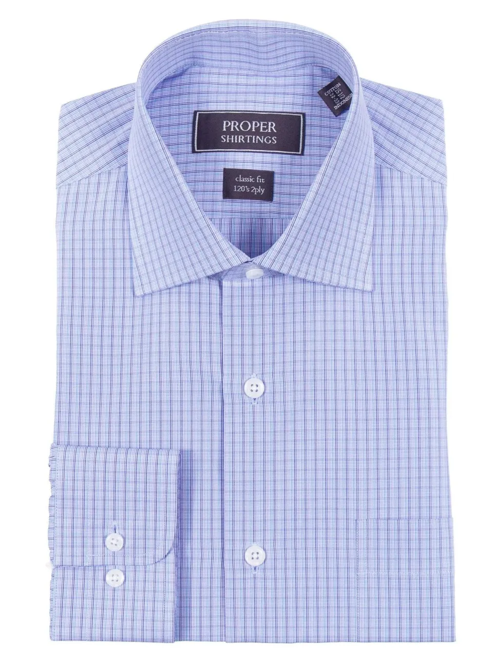 Classic Fit Lavender Purple Check 120's 2Ply Cotton Dress Shirt