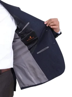 Classic Fit Navy Hopsack Weave Two Button Wool Blazer Sportcoat